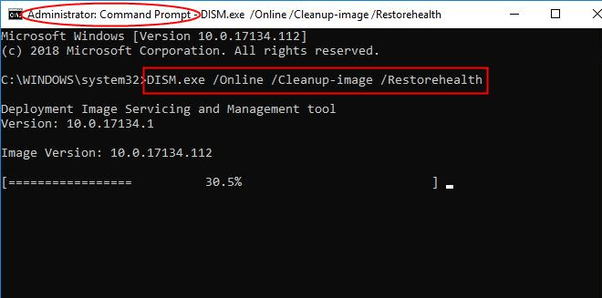 Type DISM.exe /Online /Cleanup-image /Restorehealth i