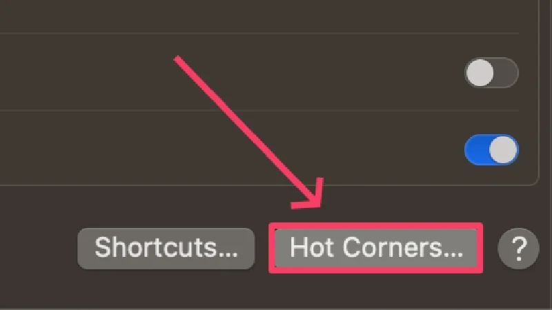 hot corner settings in mac