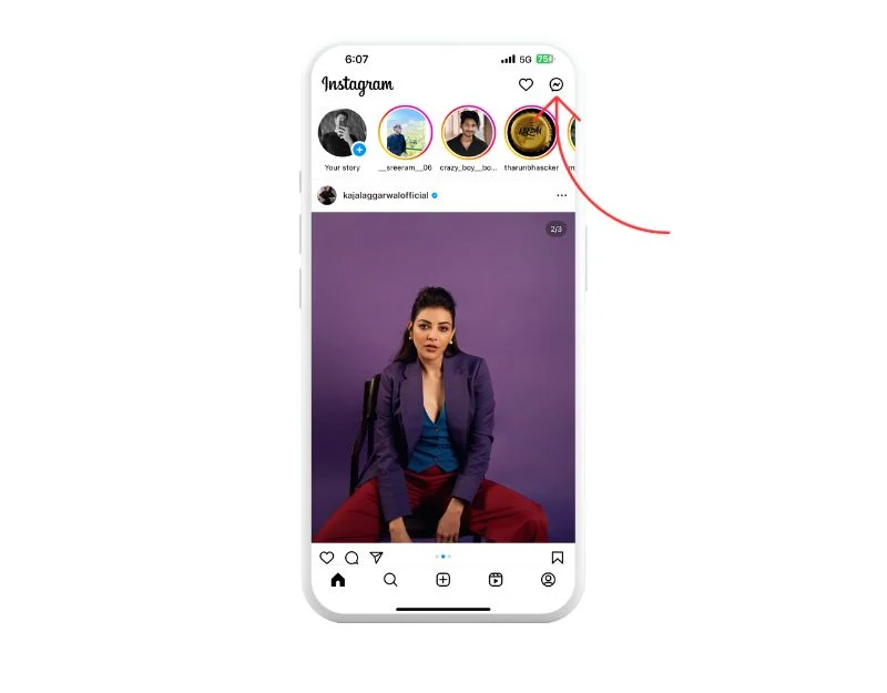 messages icon in the instagram app