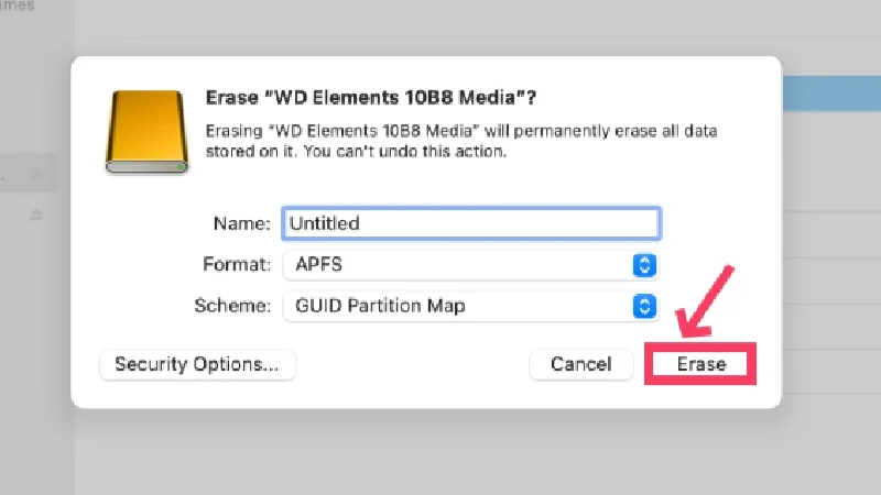 select erase to format your ssd