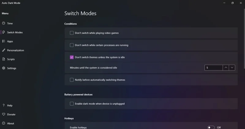 auto dark mode switch modes.