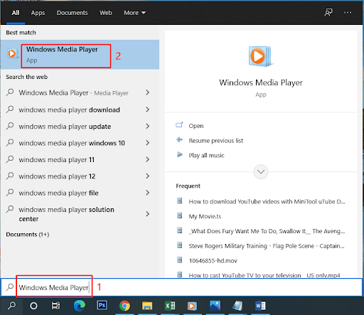 Search Windows Media Player