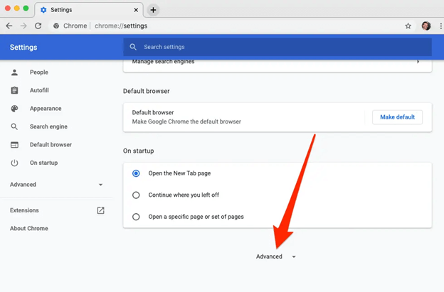 Chrome advanced setting