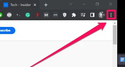 Click on Google Chrome Three dots