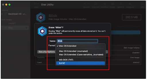 Erase the Disk by ExFAT