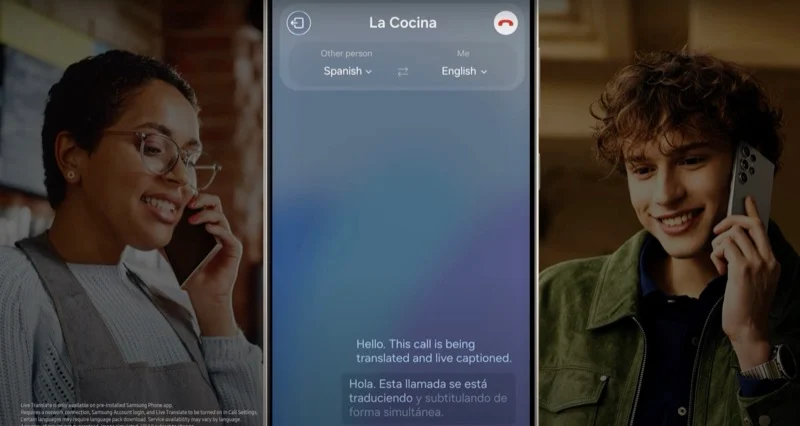 samsung live translate feature in action.