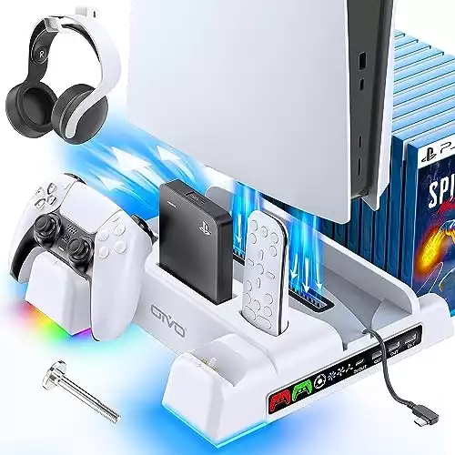 Ps5 / ps5 slim stand and cooling station with charging