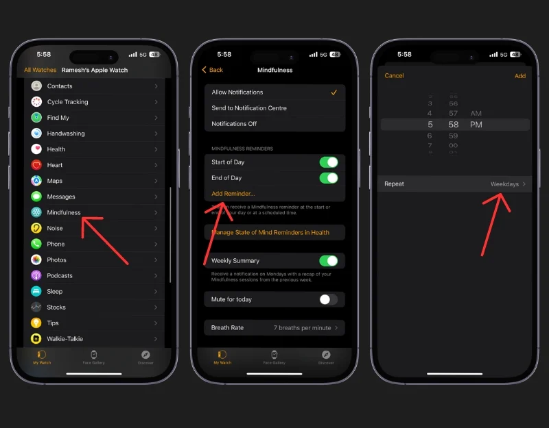 add mindful reminders on apple watch