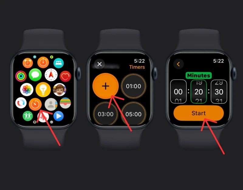 how to set timer on apple watch