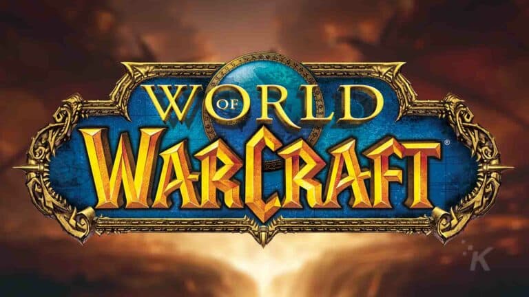 Logo di World of Warcraft su sfondo sfocato