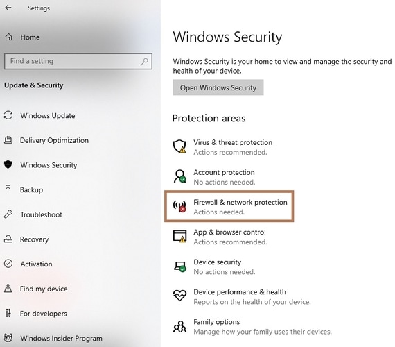 click firewall and network protection