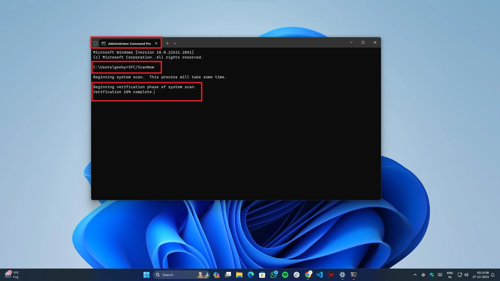 fix clock watchdog timeout on windows- system file check via terminal