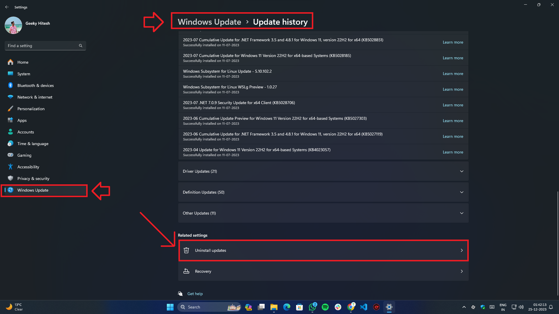 fix clock watchdog timeout on windows- uninstall updates page