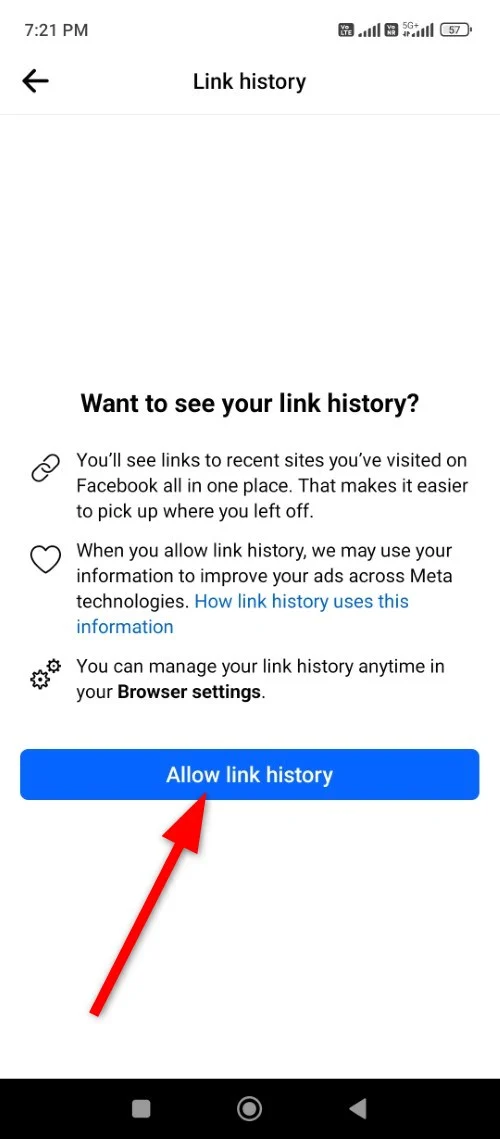 how to view link history on facebook