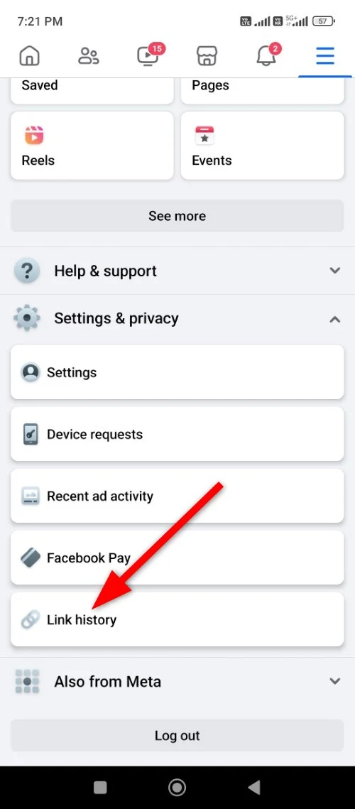 how to view link history on facebook
