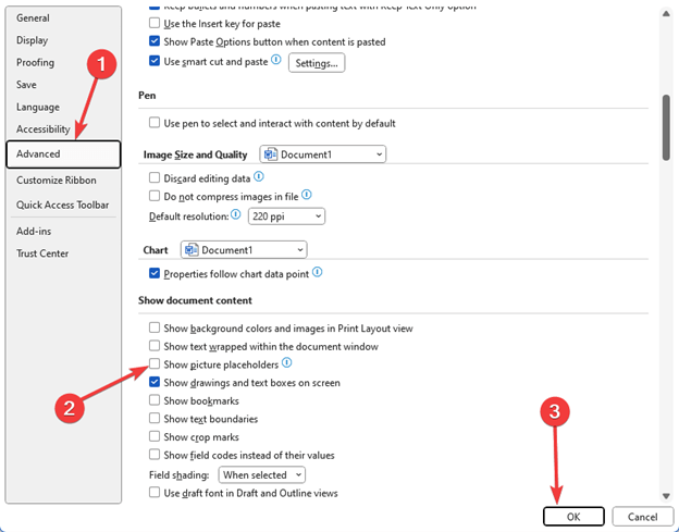 Try disabling picture placeholders