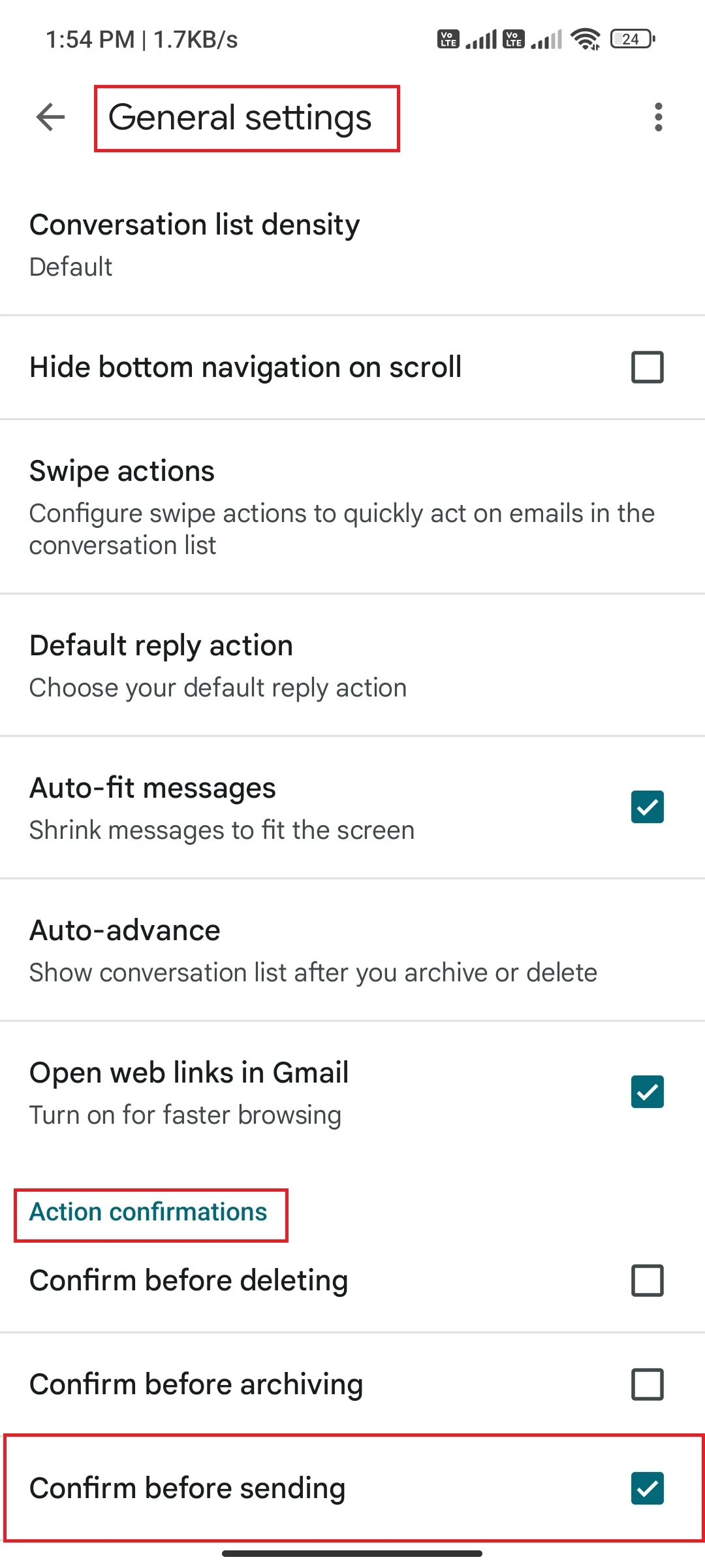 how to unsend email on outlook and gmail- action confirmation page on android in gmail
