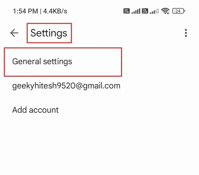 how to unsend email on outlook and gmail- general settings page on android app