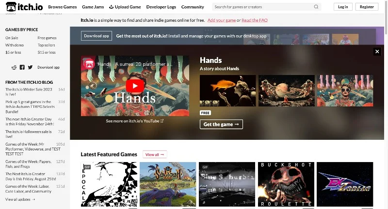 itch.io gaming website