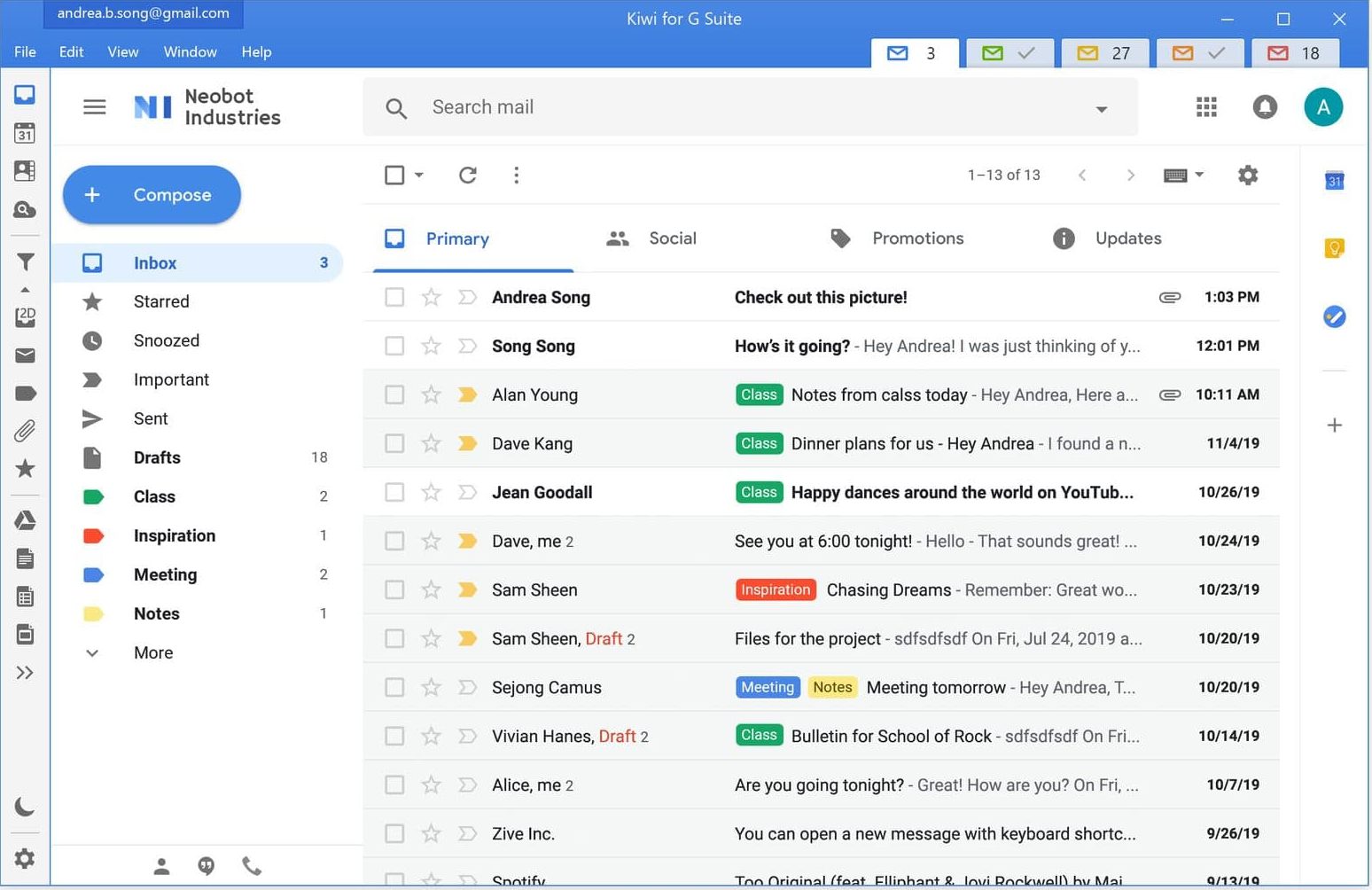 Kiwi pentru gmail