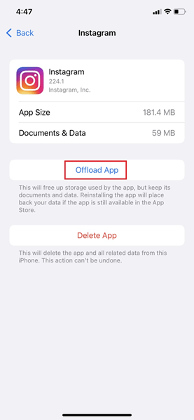 Select the Offload App