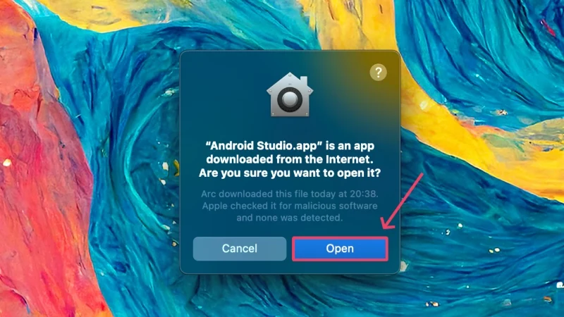 click open to launch android studio