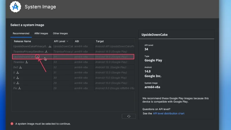 install android upsidedowncake