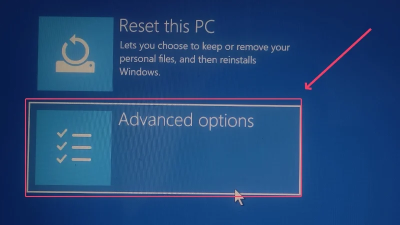 advanced options on windows