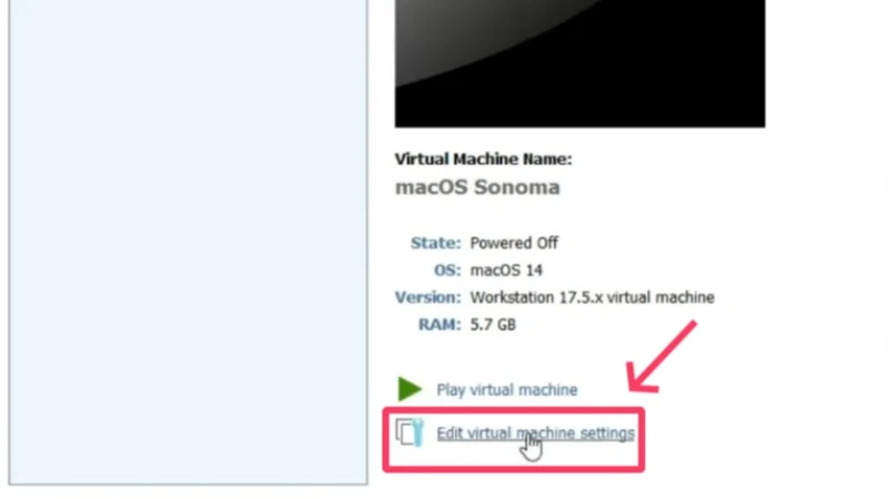 edit virtual machine settings