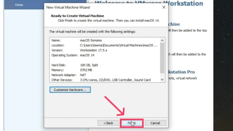 finish virtual machine setup