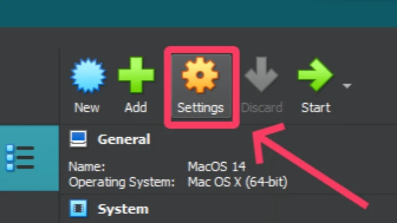 virtual machine settings