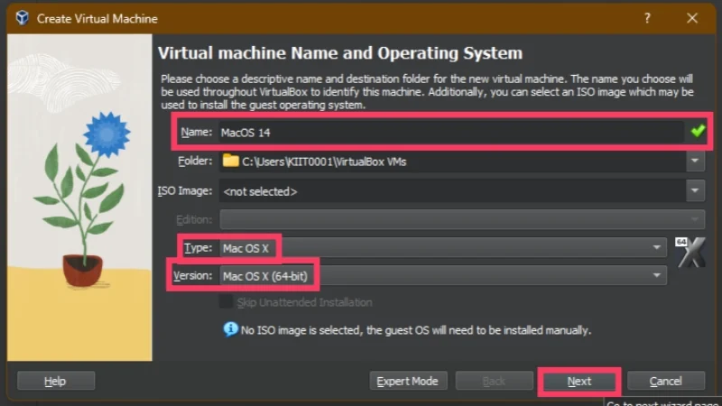 set type of virtual machine to build