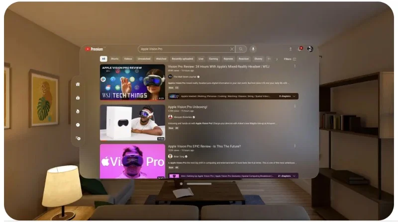 juno youtube client app for the vision pro
