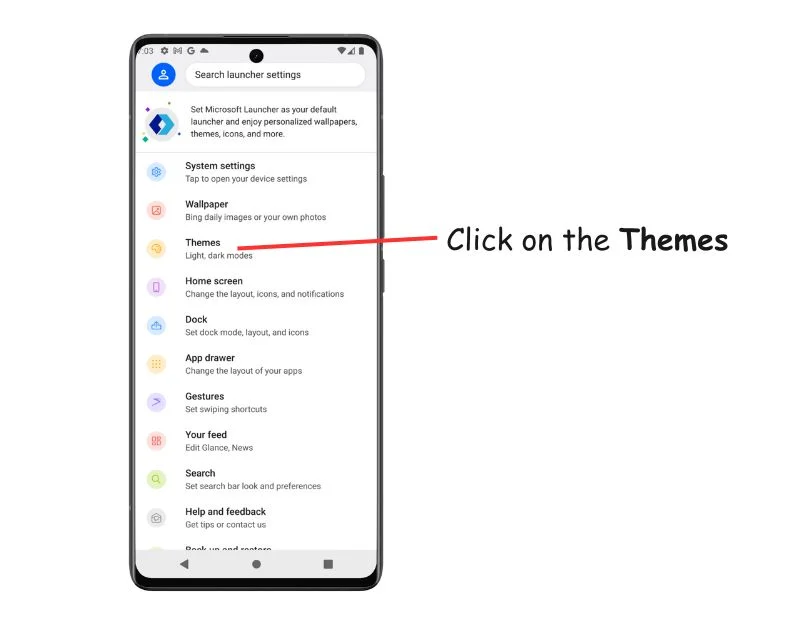 click on themes in the launcher settings