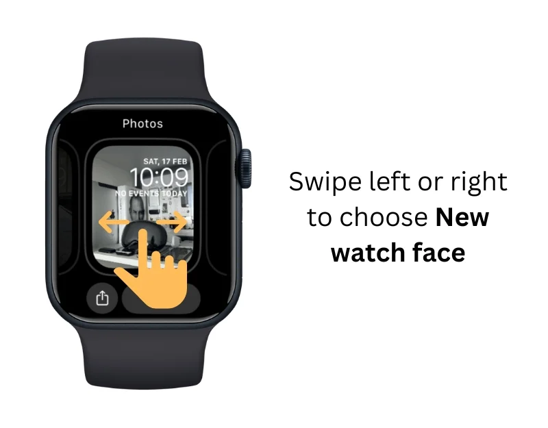 swipe left or right to choose watch faces