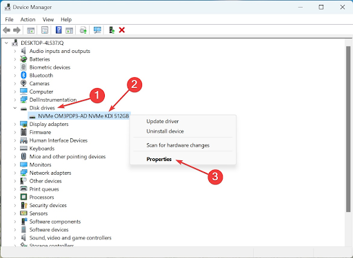 right-click your SSD and select Properties