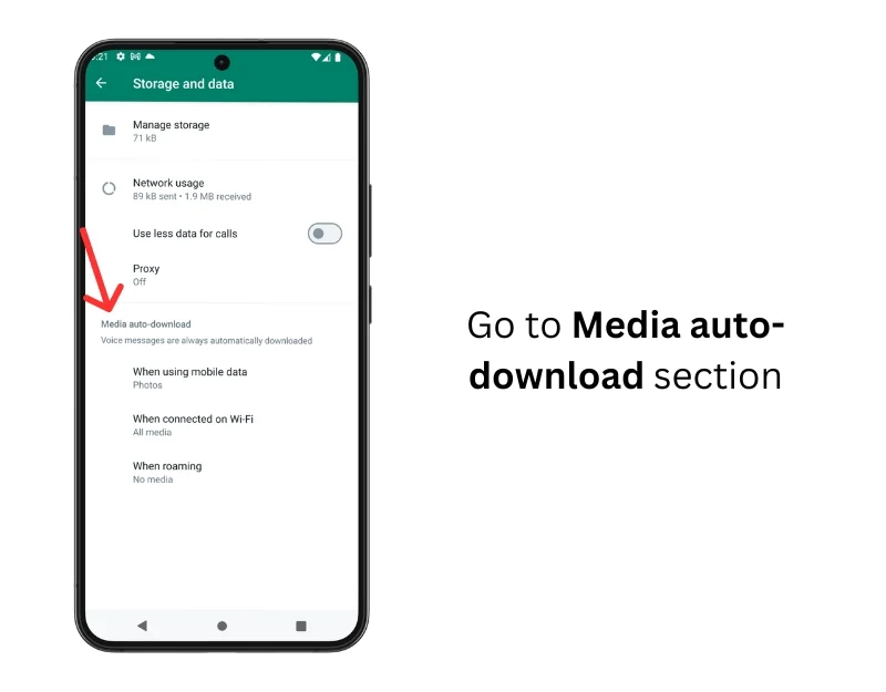 whatsapp android media auto download section