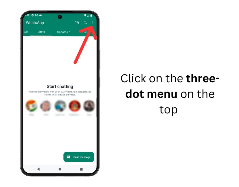 three dot menu in the top right corner of the whatsapp