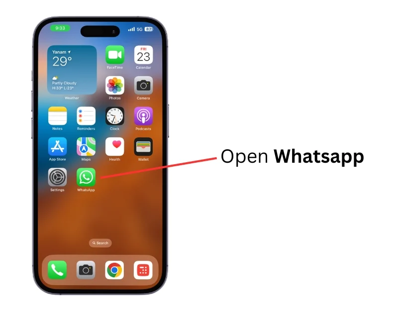 image showing whatsapp on the iphone home screen