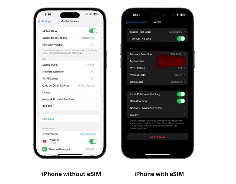 iphone with esim vs without esim support