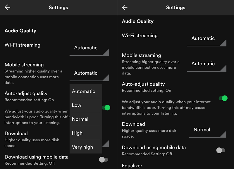 audio quality on spotify