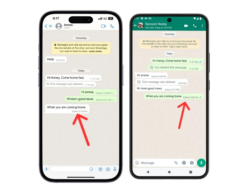 whatsapp edited messages