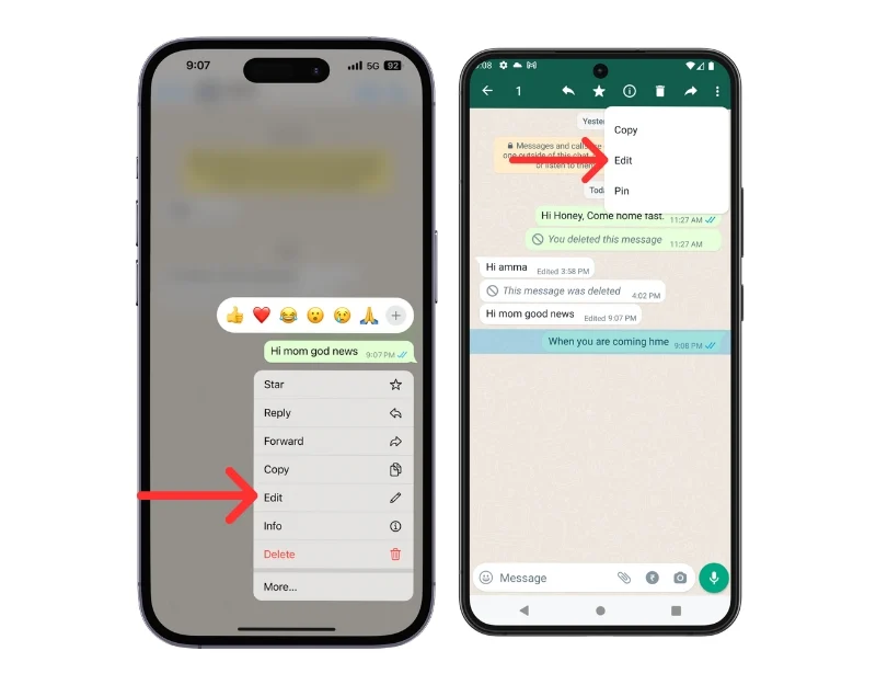 edit whatsapp messages on iphone and android