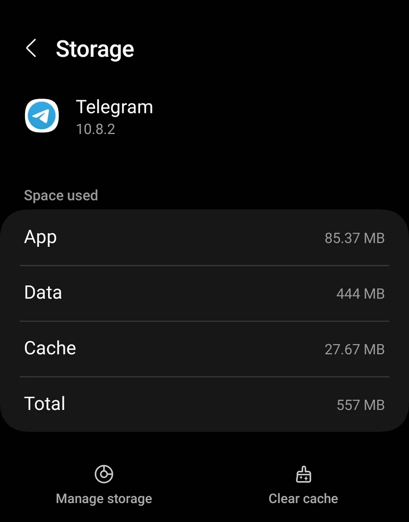 clear telegram app's cache