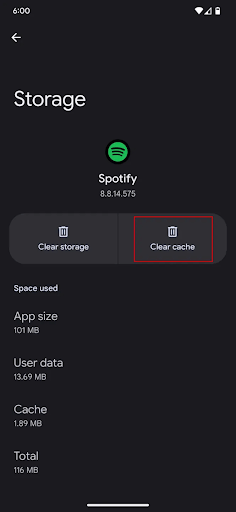 Clearing Spotify cache on your Android device
