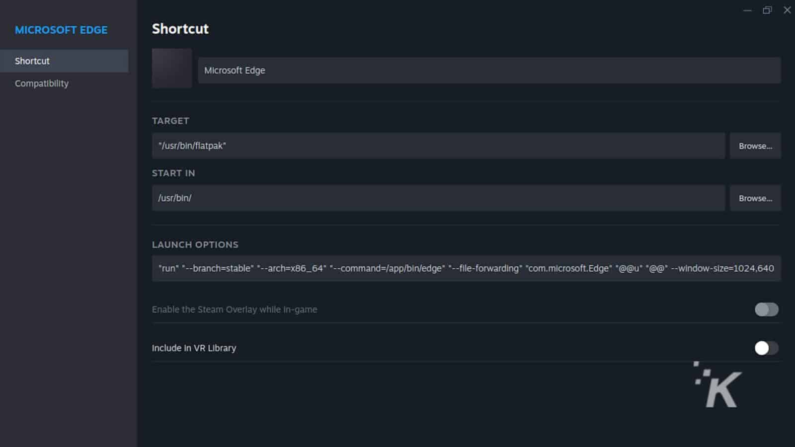 Microsoft edge launch options in steam