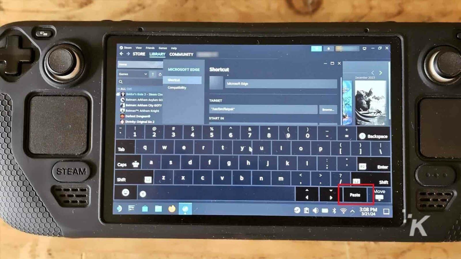 Steam keyboard on steam deck