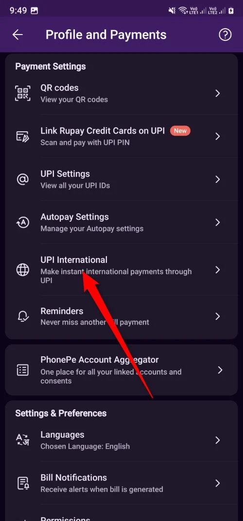 upi international option in phonepe 