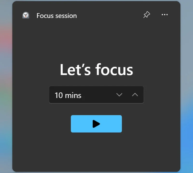 focus session windows 11 widget.