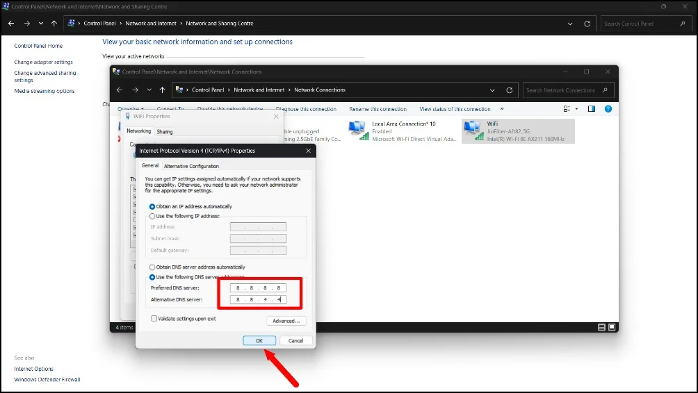 custom dns settings on windows